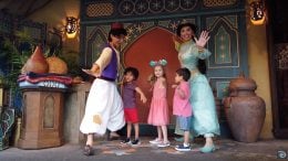 Kids meeting Aladdin and Jasmine at Magic Kingdom Park