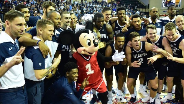 Villanova Basketball Team with Mickey Mouse at ESPN Wide World of Sports Complex