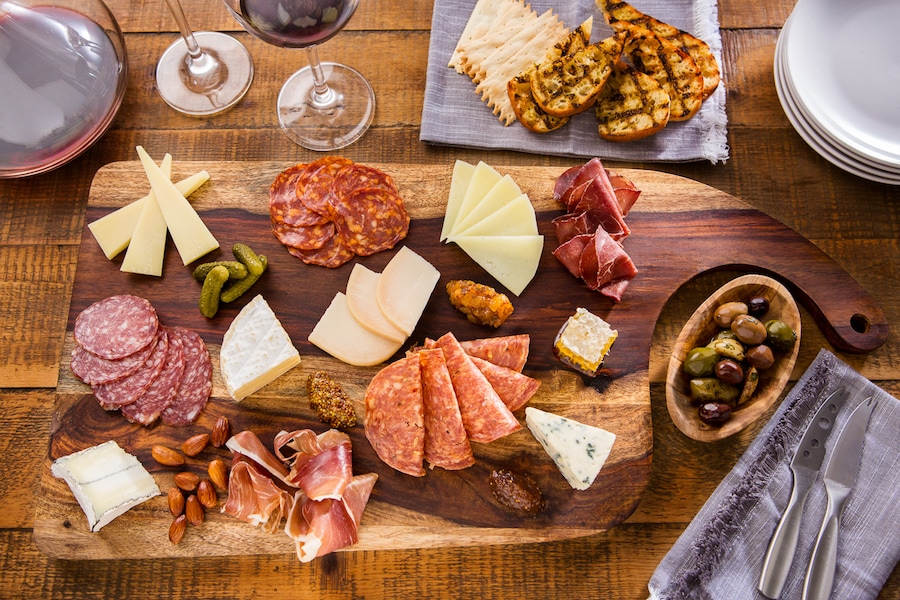 Charcuterie and cheese boards from Wine Bar George—A Restaurant & Bar at Disney Springs