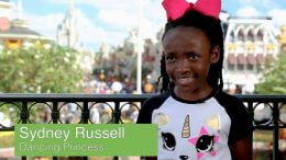 8-year-old Sydney Russell, Dancing Princess Tiana fan at Magic Kingdom Park