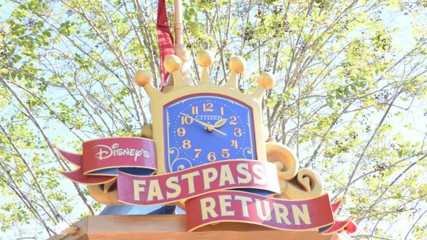 Disney's FastPass Return Clock at the Dumbo the Flying Elephant attraction at Magic Kingdom Park