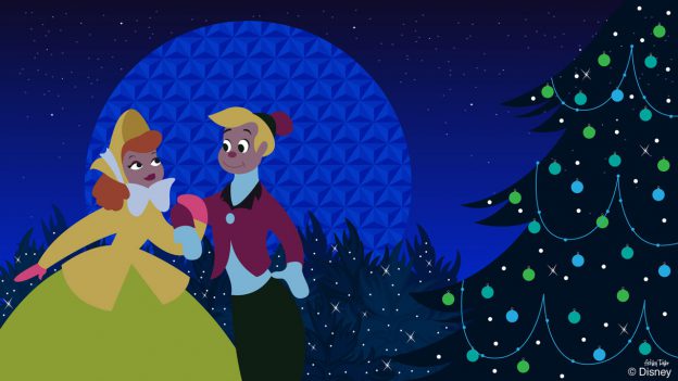 ‘Once Upon A Wintertime’ Characters visit Epcot International Festival of the Holidays in this Disney Doodle by artist Ashley Taylor