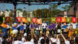 The Walt Disney Company and Points of Light honored the “Volunteer Family of the Year” at Disney Springs at Walt Disney World Resort, Nov. 23, 2019, in Lake Buena Vista, Fla. During an inspiring ceremony, thousands of guests and Disney Cast Members celebrated the Aguirre family of McAllen, Texas (purple shirts), along with Disney Parks, Experiences and Products Chairman Bob Chapek (center), Walt Disney World Resort President Josh D’Amaro (right of Mickey Mouse), Points of Light CEO Natalye Paquin (left of Minnie Mouse), and Disney characters.