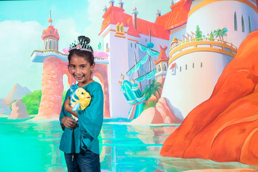 Prince Eric’s Castle virtual backdrop at the Disney PhotoPass Studio at Disney Springs.