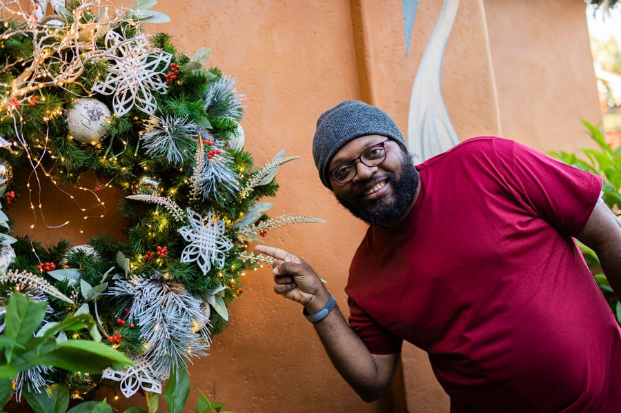 Trenton Martin shows off handmade snowflake at Disney's Animal Kingdom