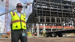 Cast member at the construction of TRON Lightcycle Run