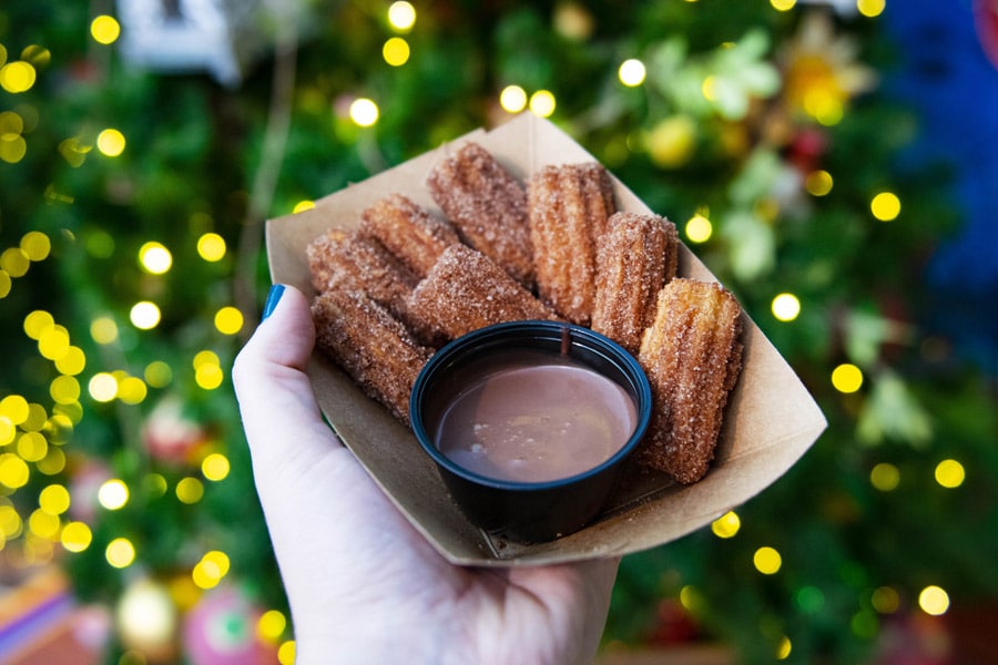 Mrs. Claus’ Churro Bites with Peppermint Chocolate Sauce