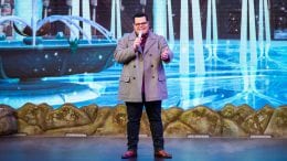 Actor Josh Gad surprises guests attending the "For the First Time In Forever: A Frozen Singalong Celebration" at Disney’s Hollywood Studios
