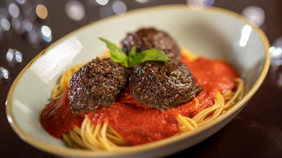 Spaghetti and Mushroom Meatballs from Tony’s Town Square Restaurant at Magic Kingdom Park