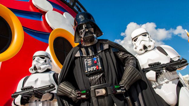 Darth Vader and Stormtroopers aboard the Disney Fantasy for Star Wars Day at Sea