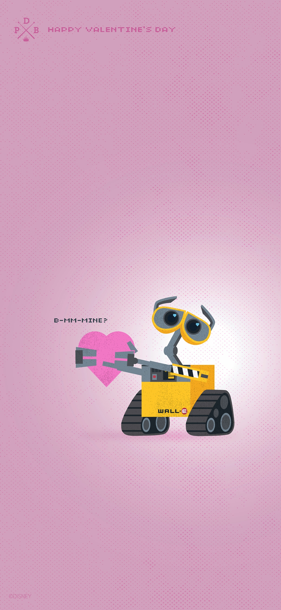 Chào mừng đến với hình nền Valentine\'s Day của Wall•E! Bức ảnh đầy hấp dẫn và độc đáo này sẽ là trái tim của chiếc điện thoại của bạn trong ngày lễ tình yêu. Nhấp vào để khám phá những tình cảm đầy ngọt ngào và đặc biệt cùng Wall•E trên chiếc điện thoại của bạn!