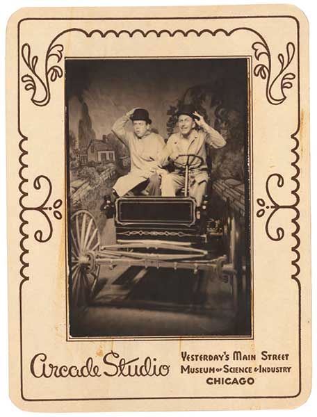 hollywood A souvenir “tintype” of Walt and Ward at the 1948 Chicago Railroad Fair.