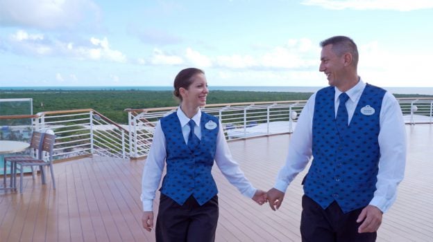 Oliver and Irena Dukic are dining room servers aboard the Disney Magic. The couple have been married since 2013