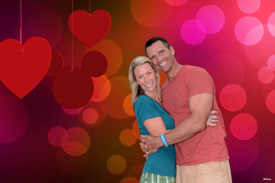 Valentine's Day photo option from Disney PhotoPass Service at the Disney PhotoPass Studio at Disney Springs