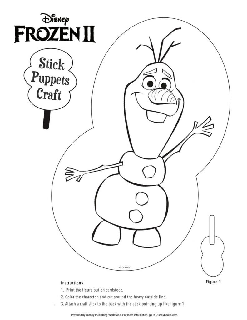 Disney Frozen II Stick Puppets Craft – Olaf﻿