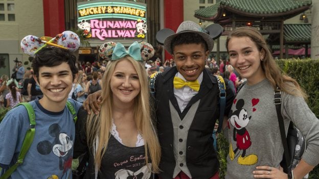 Guests at Mickey & Minnie's Runaway Railway