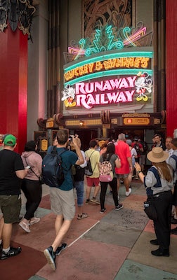 Guests at Mickey & Minnie's Runaway Railway