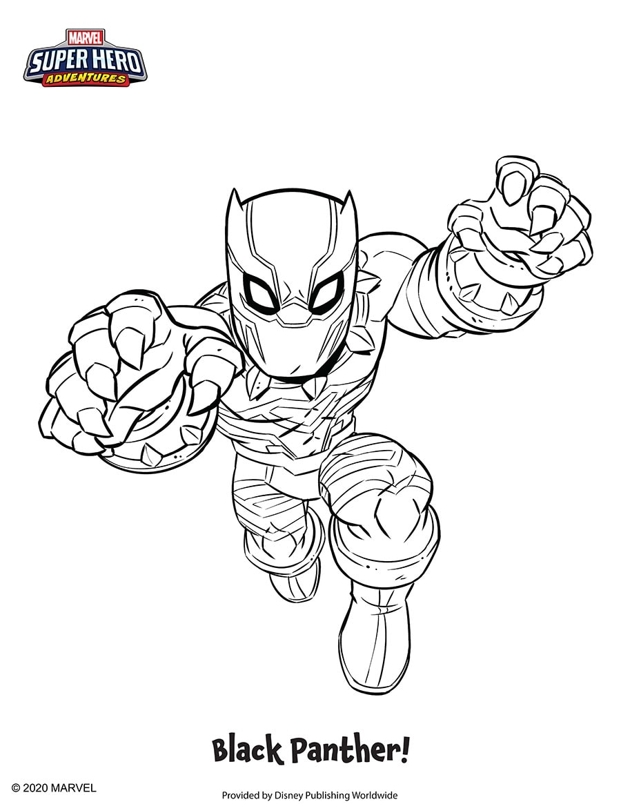 Coloring Fun With Marvel Super Hero Adventures Black Panther Coloring Sheet