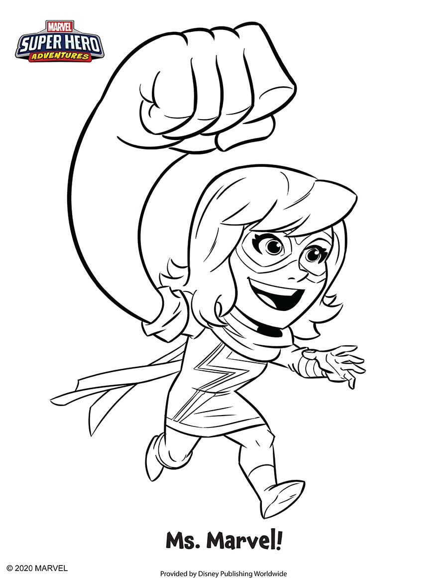 Coloring Fun With Marvel Super Hero Adventures Ms. Marvel Coloring Sheet