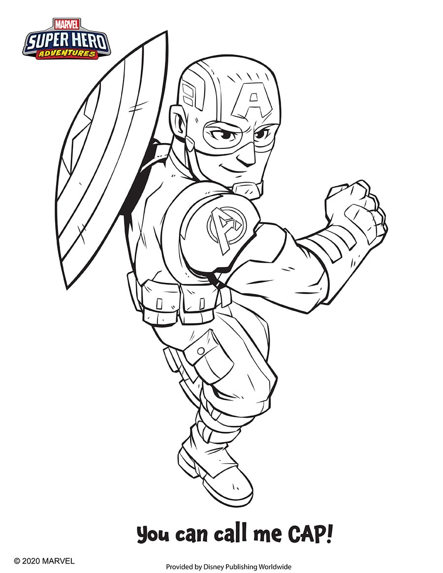 Coloring Fun With Marvel Super Hero Adventures Captain America Coloring Sheet