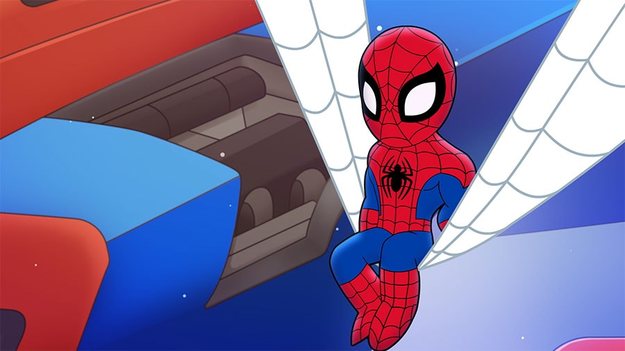 Coloring Fun With Marvel Super Hero Adventures Spidey building a brand-new Web-Jet