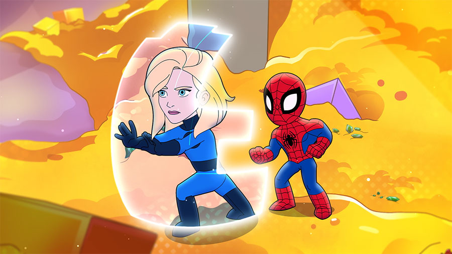 Spidey partnering up with The Invisible Woman, aka Sue Storm, to solve a mystery.