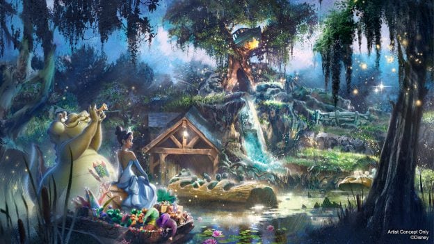 Artist Concept of completely reimagined attraction inspired by “The Princess and the Frog” coming to Disneyland park and Magic Kingdom Park