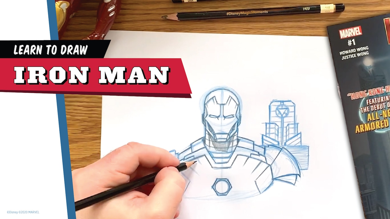 #DisneyMagicMoments: Learn to Draw Iron Man at Home thumbnail