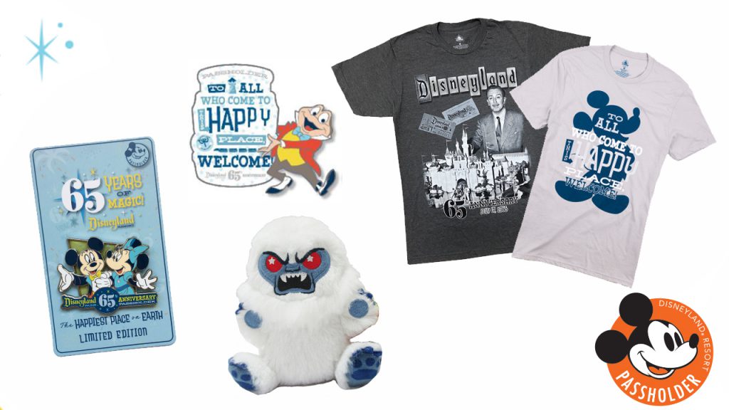 assortment of items available only for our Disneyland Resort Annual Passholders through the Disneyland Park 65th anniversary online merchandise event