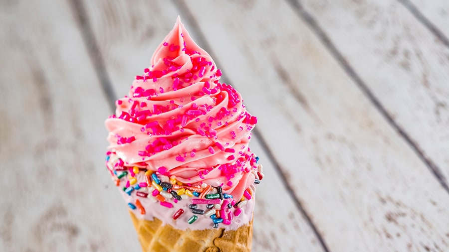 Offerings from Shimmering Sips Marketplace for the 2020 Epcot Taste of International Food & Wine Festival - Shimmering Strawberry Soft-Serve in a Waffle Cone 
