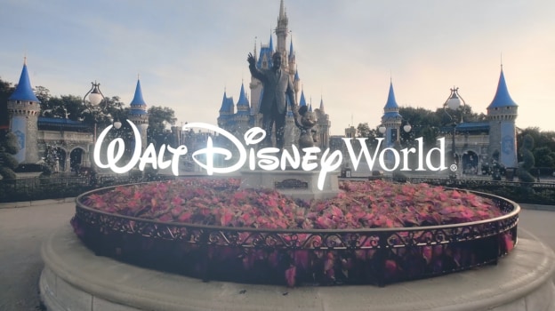 Walt Disney World logo over a picture of Cinderella Castle