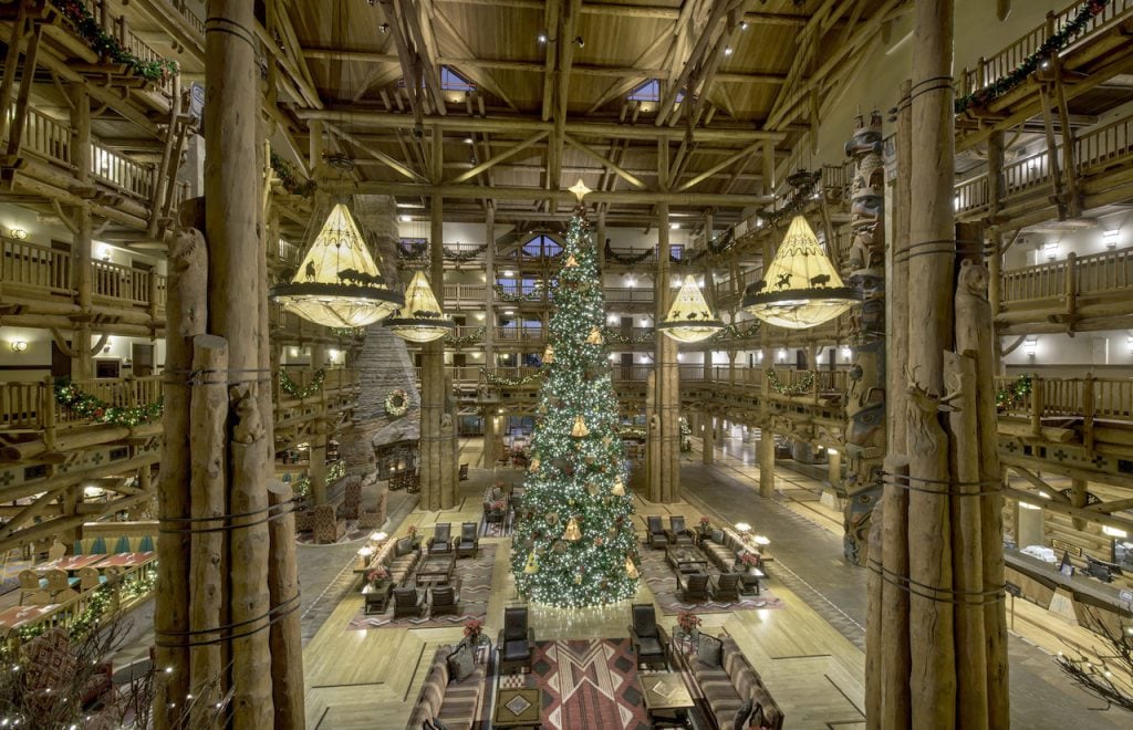 Holiday decorations at Disney's Wilderness Lodge
