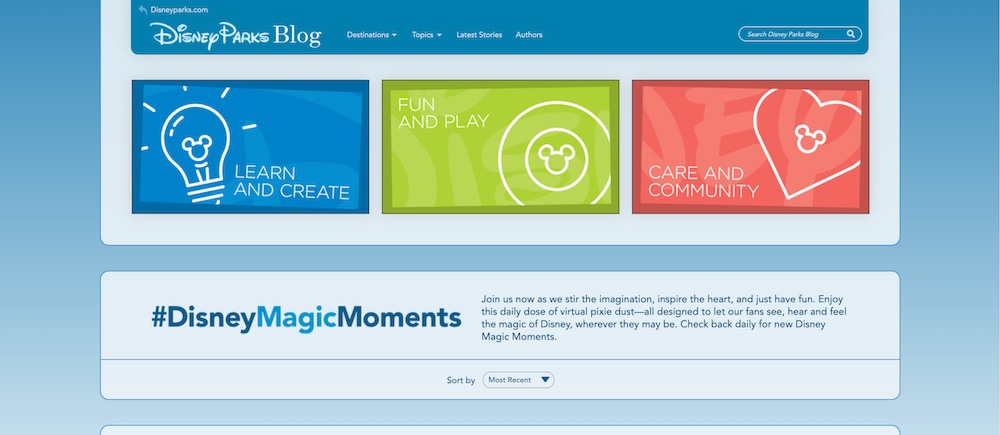 Image of the Disney Magic Moments landing page