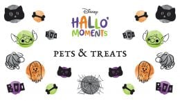 Disney HalloMoments graphic featuring pets and treats