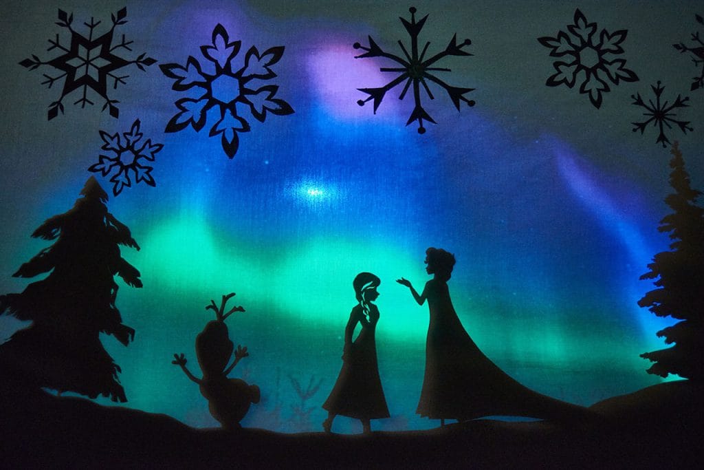 “Frozen” performance with these printable shadow puppet characters from Disney Family