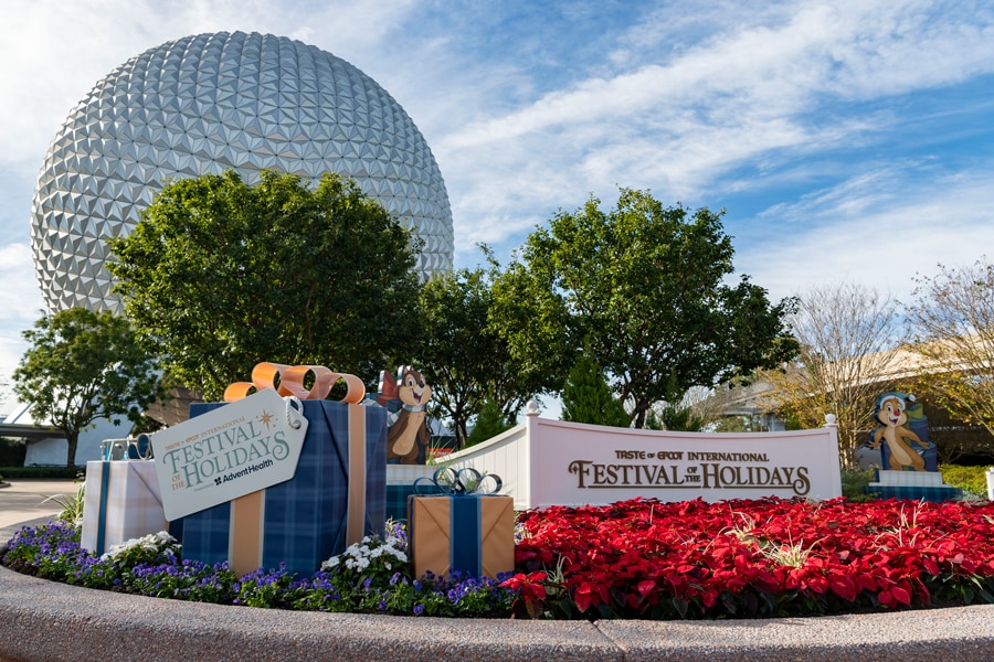 Entrance to EPCOT during Taste of EPCOT International Festival of the Holidays