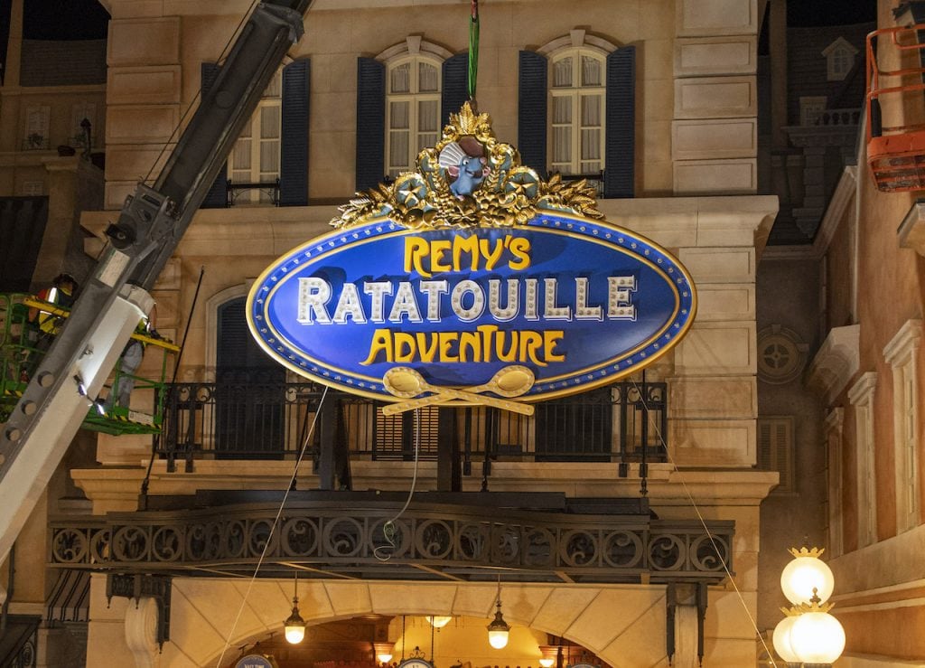 Exterior sign for Remy’s Ratatouille Adventure at EPCOT