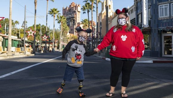 8-year-old Jackson DeLude and his mom, Ashley, at Disney's Hollywood Studios