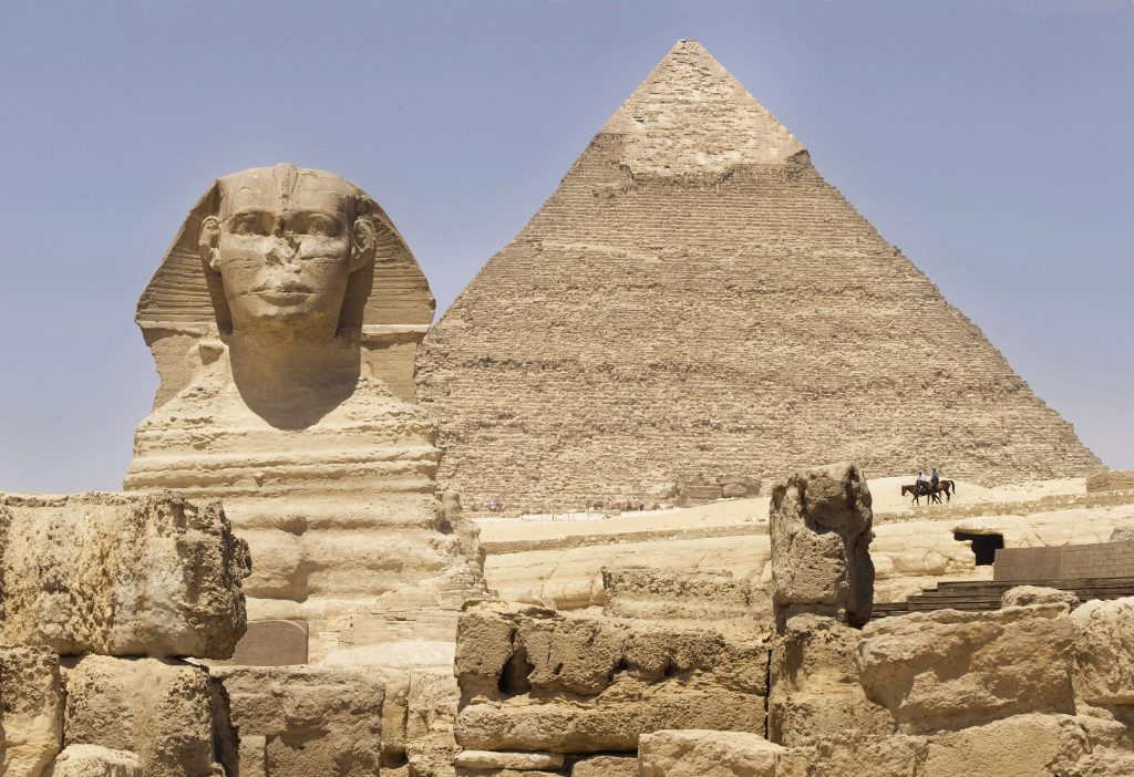 Zoom background of the pyramids and Sphinx of Giza