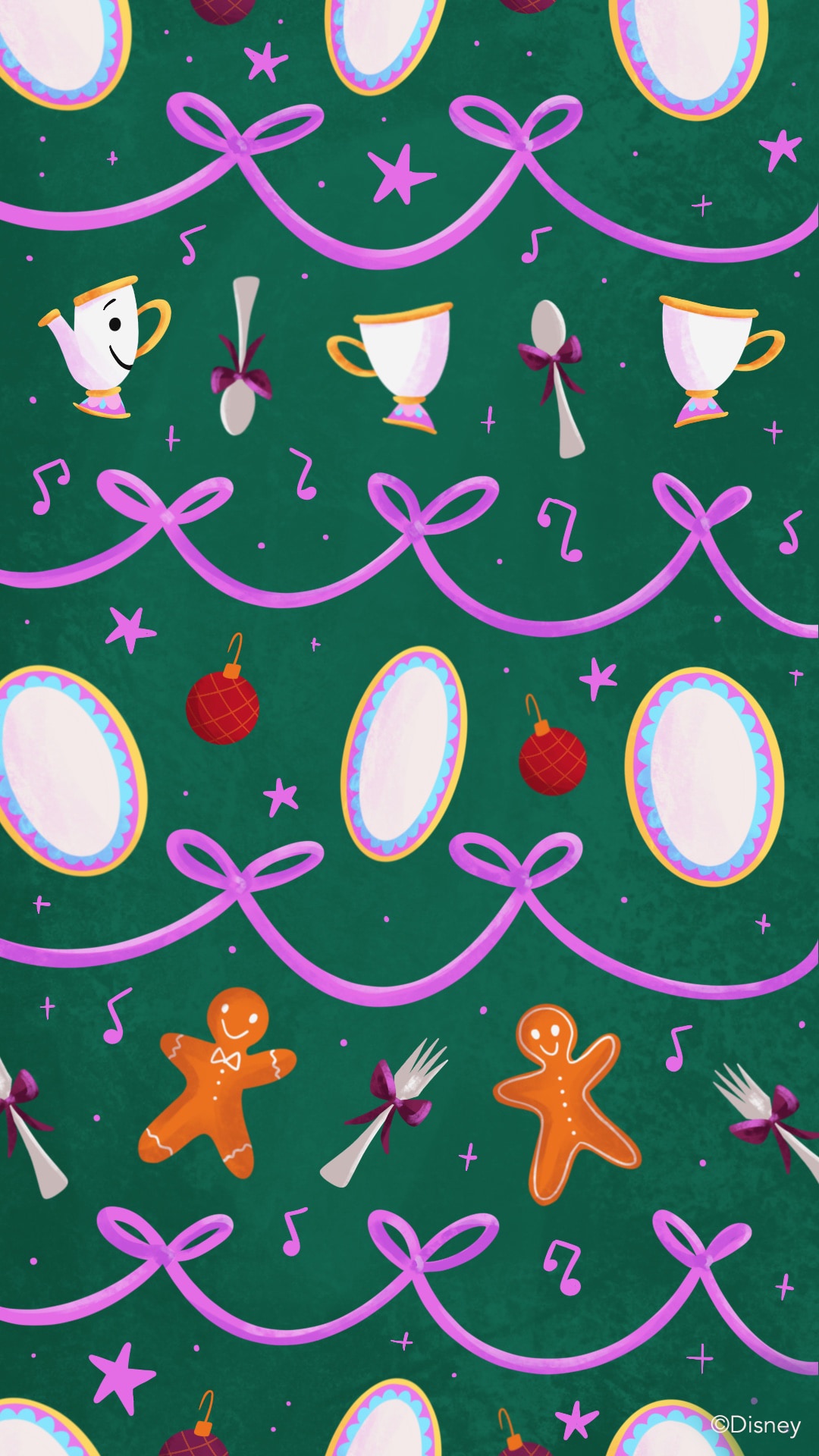 Beauty and the Beast themed wallpaper featuring the dishes