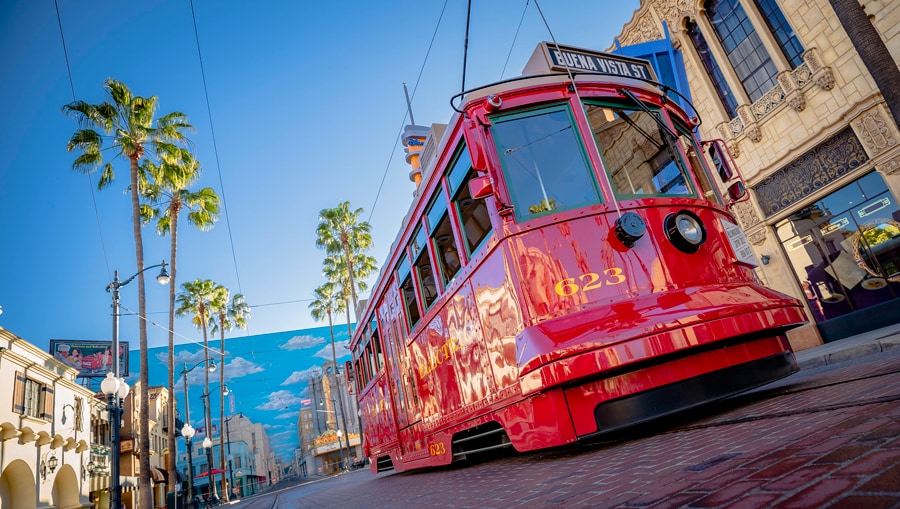 Red Car Trolley in Hollywood Land at Disney California Adventure park