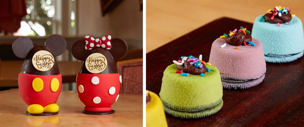 Mickey and Minnie Chocolate Easter Egg and Easter Carrot Cupcake available at The Market at Ale & Compass and The Beach Club Marketplace, Disney’s Yacht & Beach Club Resort 