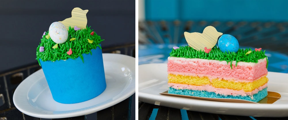 Easter Cake available at The Artist Palette, Disney’s Saratoga Springs Resort and Easter Cupcake available at Good’s to Go, Disney’s Old Key West Resort