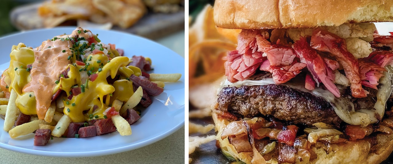 Irish Nachos and Corned Beef and Cabbage Burger from Uva Bar & Café at Downtown Disney District