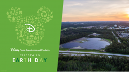 Earth Day graphic with solar panels at Walt Disney World Resort