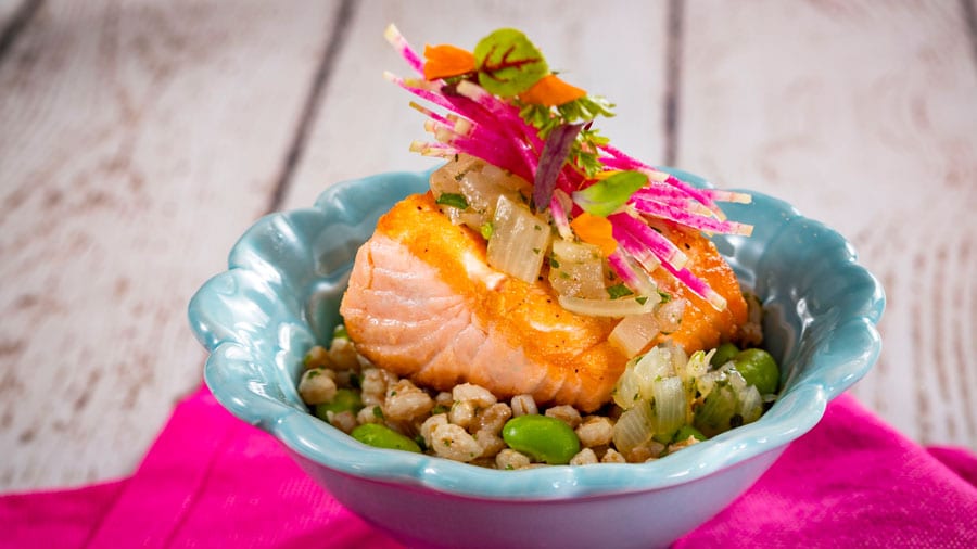Salmon Farro Risotto from the Flavor Full Kitchen at the Health Full Trail presented by AdventHealth at Taste of EPCOT International Flower & Garden Festival