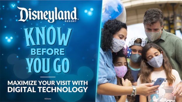 Family using technology at Disneyland Resort