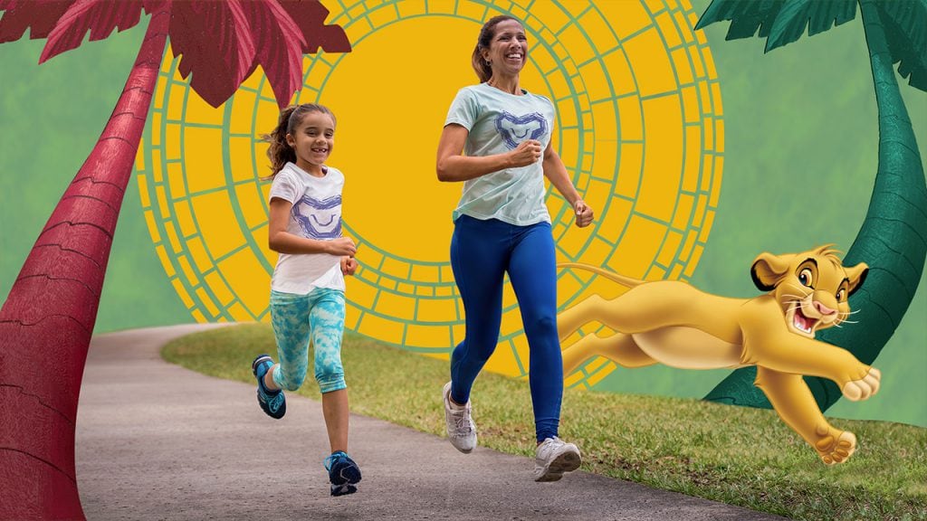 Mother and daughter running