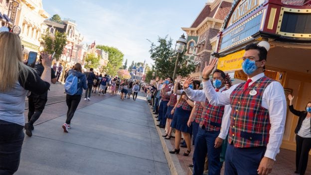 Guests Arrive on Main Street U.S.A. as Disneyland Park Reopens