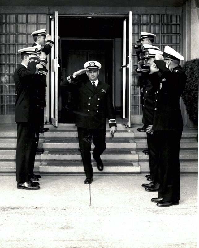 Photo of Alex at his Navy retirement ceremony in 1967